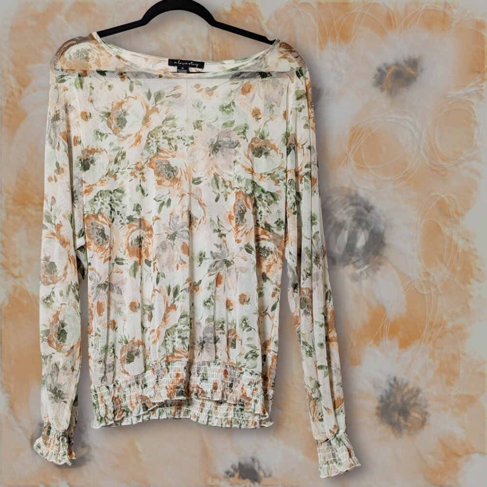 A Love Story Sheer Floral Blouse, size XL